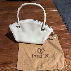 Pollini White Shoulder Bag with Curved Dome Design